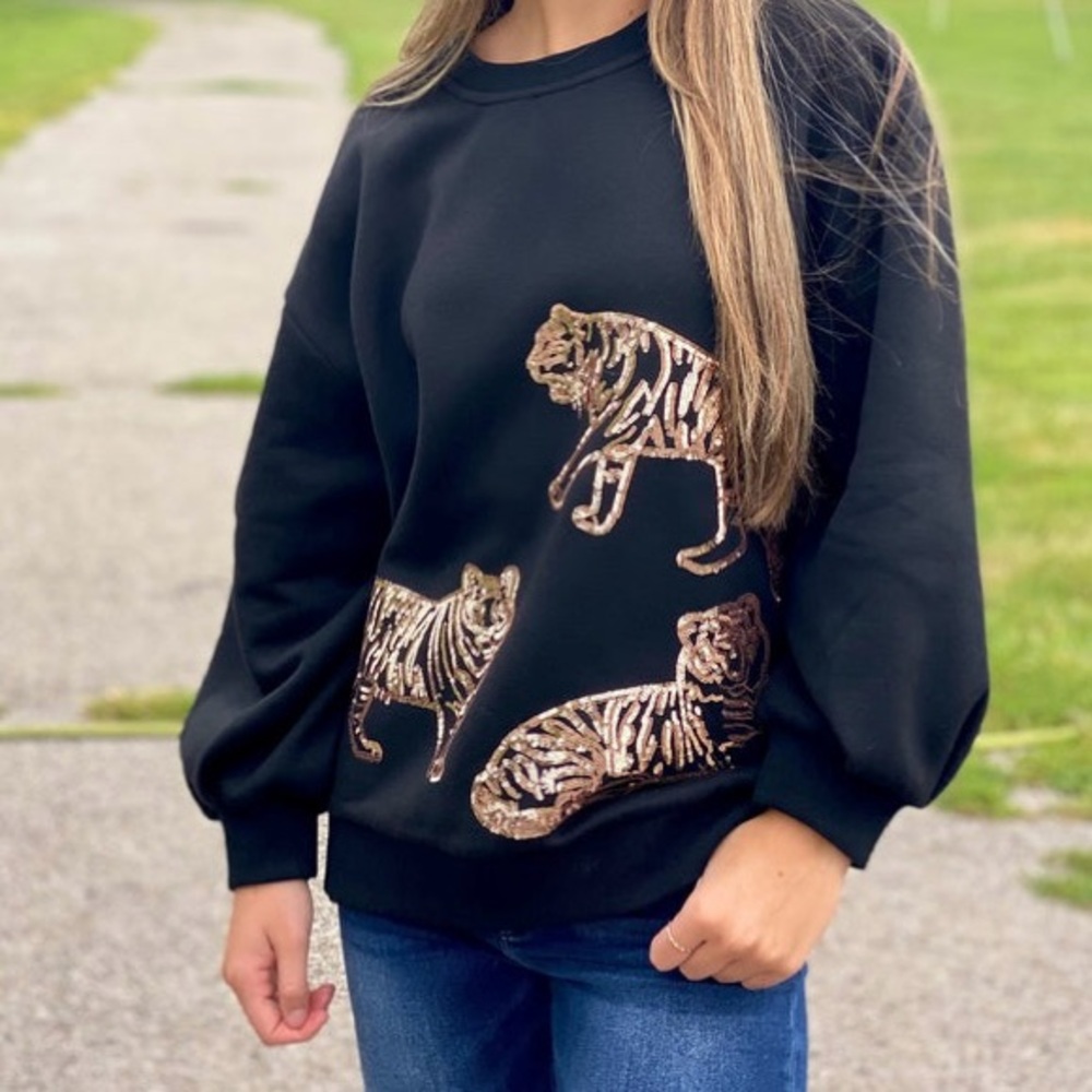 Sequin tiger sweatshirt